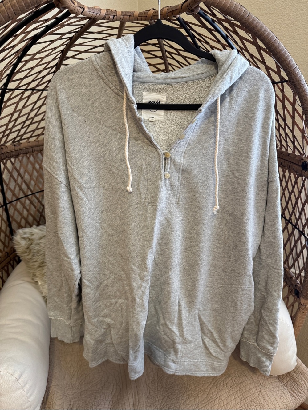 Aerie Beach Weekend Oversized Hoodie Grey Small
